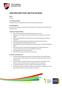 Maths intern job description - The Academy at Shotton Hall