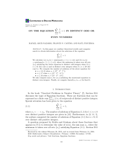 ON THE EQUATION &sum; 1 xi = 1 IN DISTINCT ODD OR EVEN