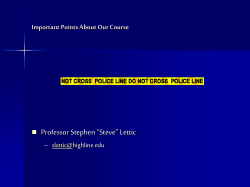 Unit 1 Introductory Seminar: Important Points