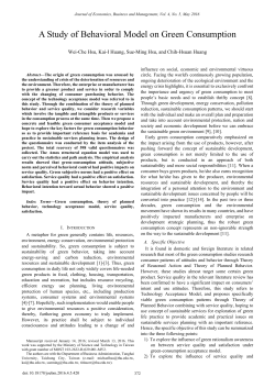 A Study of Behavioral Model on Green Consumption