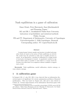 Nash equilibrium in a game of calibration, joint ms with Glonti