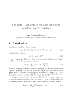 The Hopf - Lax solution for state dependent Hamilton