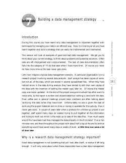 Building a data management strategy