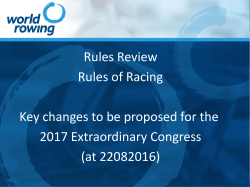 Rules Review Rules of Racing Key changes to be