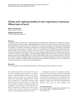 Urban and regional studies in the experience economy