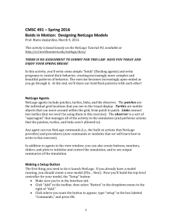 CMSC 491 &ndash; Spring 2016 Boids in Motion: Designing