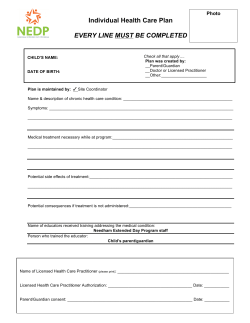 Individual Health Care Plan EVERY LINE MUST BE COMPLETED