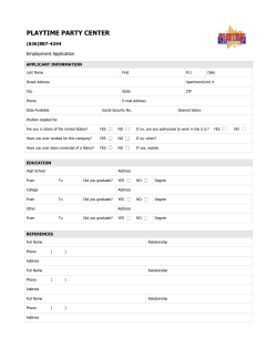 Employment Application - Playtime Party Center