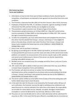DHL Fastest Lap Game Terms and Conditions 1. Information on how