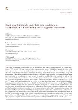 Crack growth threshold under hold time conditions in DA Inconel 718