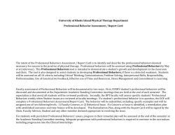 Professional Behavior Assessment / Report Card