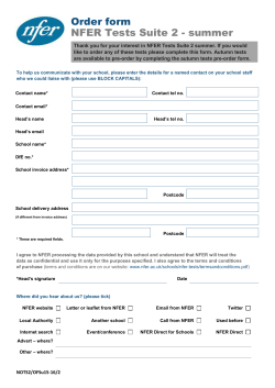 Order form NFER Tests Suite 2