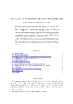 INVITATION TO INTERSECTION PROBLEMS FOR FINITE SETS