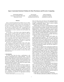 Space Constrained Selection Problems for Data Warehouses and