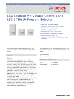 LBC 14x0/x0 MK Volume Controls and LBC 1430/10 Program Selector