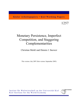 1257 Monetary Persistence, Imperfect Competition, and Staggering