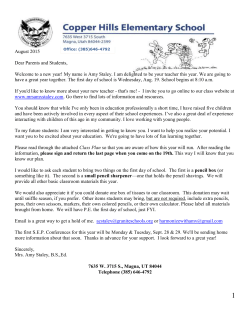 Letter - Mrs. Staley`s Classroom