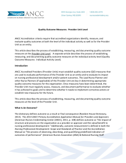 Quality Outcome Measures: Provider Unit Level ANCC Accreditation