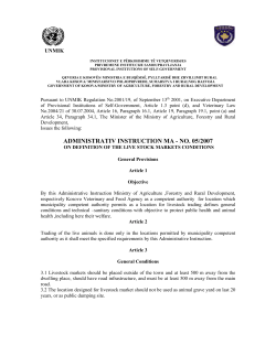 no. 05/2007 on definition of the live stock markets conditions