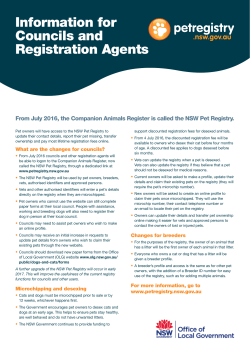 Information for Councils and Registration Agents