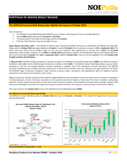 PORTFOLIO OF INDICES RESULT RELEASE