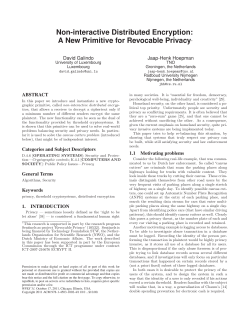 Non-interactive Distributed Encryption: A New Primitive for