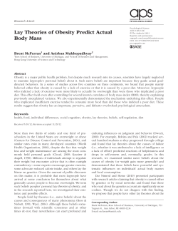 Lay Theories of Obesity Predict Actual Body Mass