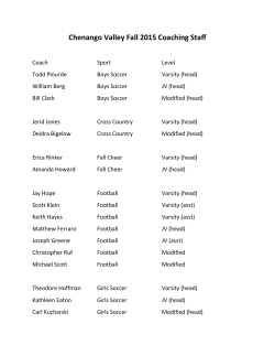 Chenango Valley Fall 2015 Coaching Staff