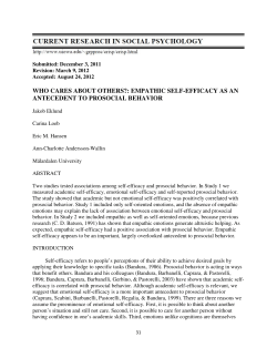 empathic self-efficacy as an antecedent to prosocial behavior