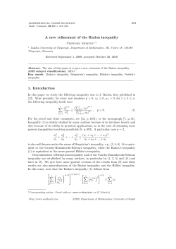 A new refinement of the Radon inequality 1. Introduction