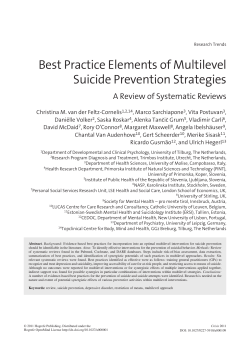 Best Practice Elements of Multilevel Suicide Prevention Strategies