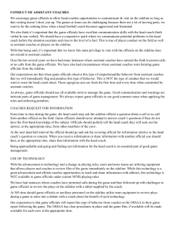 CONDUCT OF ASSISTANT COACHES We encourage game