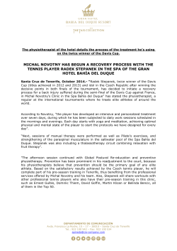 michal novotny has begun a recovery process with the tennis player