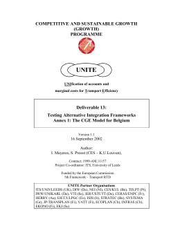 The CGE Model for Belgium - Institute for Transport Studies