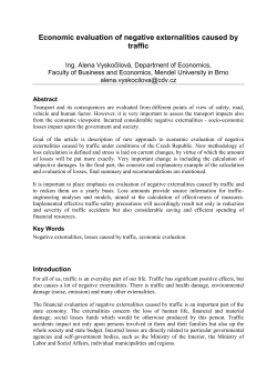 Economic evaluation of negative externalities caused by traffic