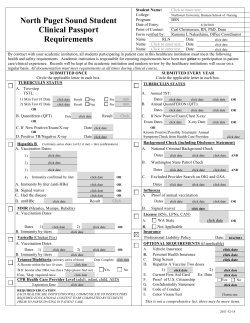 North Puget Sound Student Clinical Passport Requirements