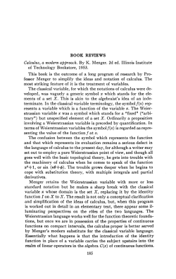 BOOK REVIEWS Calculus, a modern approach. By