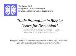 Trade Promotion in Russia: Issues for Discussion