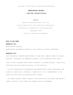 Poka Yoke: Mistake Proofing - Society of Manufacturing Engineers