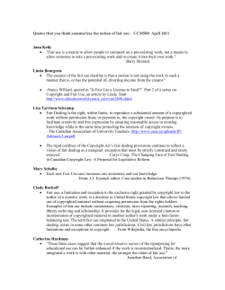 Quotes that you think summarizes the notion of fair use: CCM500