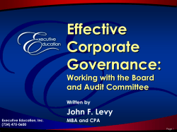 Effective Corporate Governance: Working with the Board and Audit