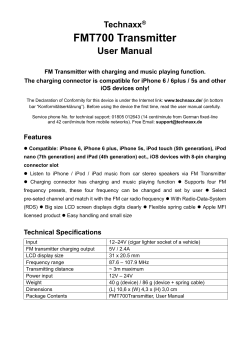 Technaxx® FMT700 Transmitter User Manual FM Transmitter with