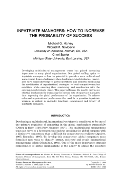 INPATRIATE MANAGERS: HOW TO INCREASE THE PROBABILITY