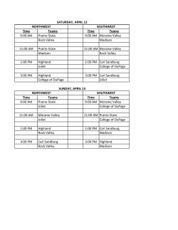 Time Teams Time Teams 9:00 AM Prairie State 9:00 AM Moraine