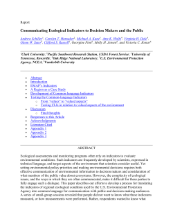 Report Communicating Ecological Indicators to Decision Makers