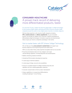 consumer healthcare A proven track record of delivering