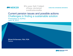 Current pension issues and possible actions Challenges