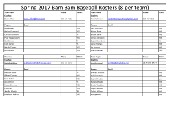 Spring 2017 Bam Bam Baseball Rosters (8 per team)
