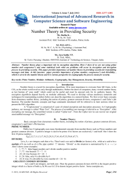 Number Theory in Providing Security