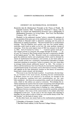 i929.] COURNOT`S MATHEMATICAL ECONOMICS 269 COURNOT